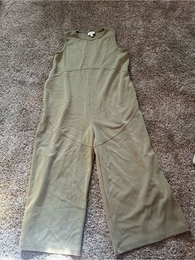 Sleeveless Wide-Leg Jumpsuit in Olive Green